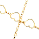 Waist Chain Belt Metal Shiny Rhinestones Golden Love No Allergies All Match Gold Chain Belt for Shorts Suits Shirts Dresses - Extra Image