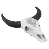 Resin Bull Head Wall Hanging Decoration Long Horn Animal Sculpture Background Wall Home Ornament - Front View