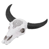Resin Bull Head Wall Hanging Decoration Long Horn Animal Sculpture Background Wall Home Ornament - Top-Down View