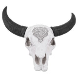 Resin Bull Head Wall Hanging Decoration Long Horn Animal Sculpture Background Wall Home Ornament - 45-Degree Angle