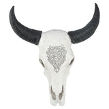 Resin Bull Head Wall Hanging Decoration Long Horn Animal Sculpture Background Wall Home Ornament - Rear View