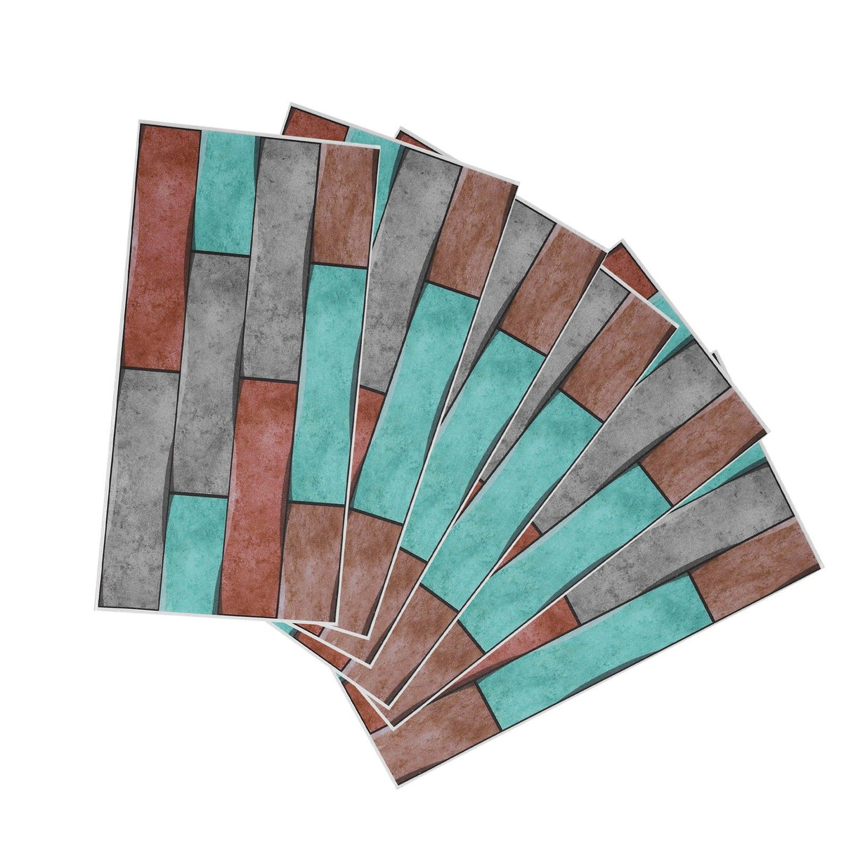 6Pcs Colorful Brick Pattern Wall Sticker Waterproof Self‑Adhesive Wallpaper Home Decoration