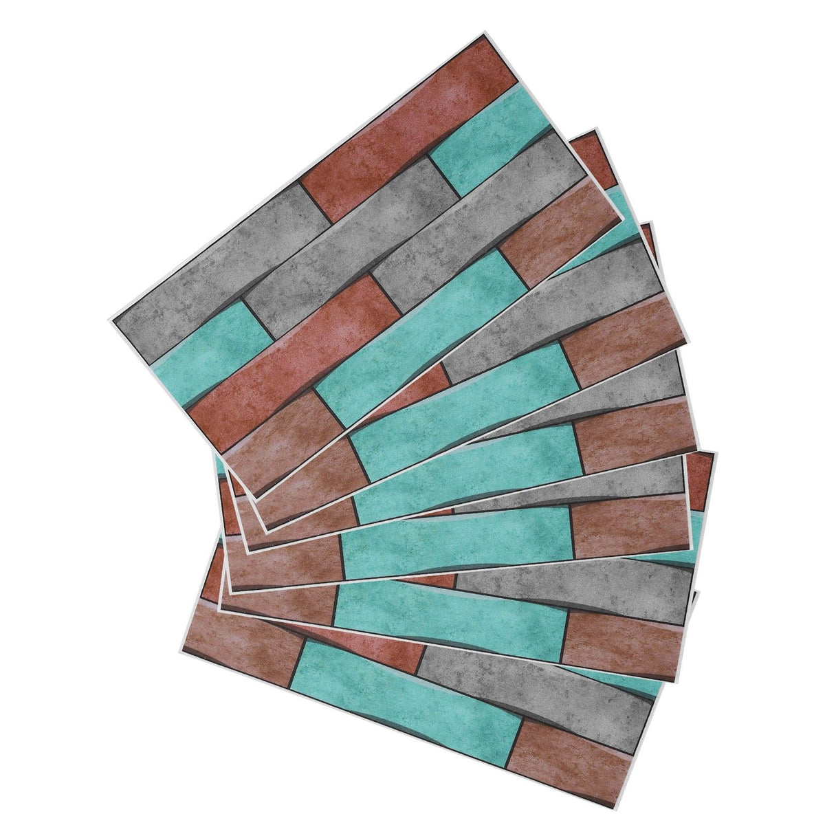 6Pcs Colorful Brick Pattern Wall Sticker Waterproof Self‑Adhesive Wallpaper Home Decoration