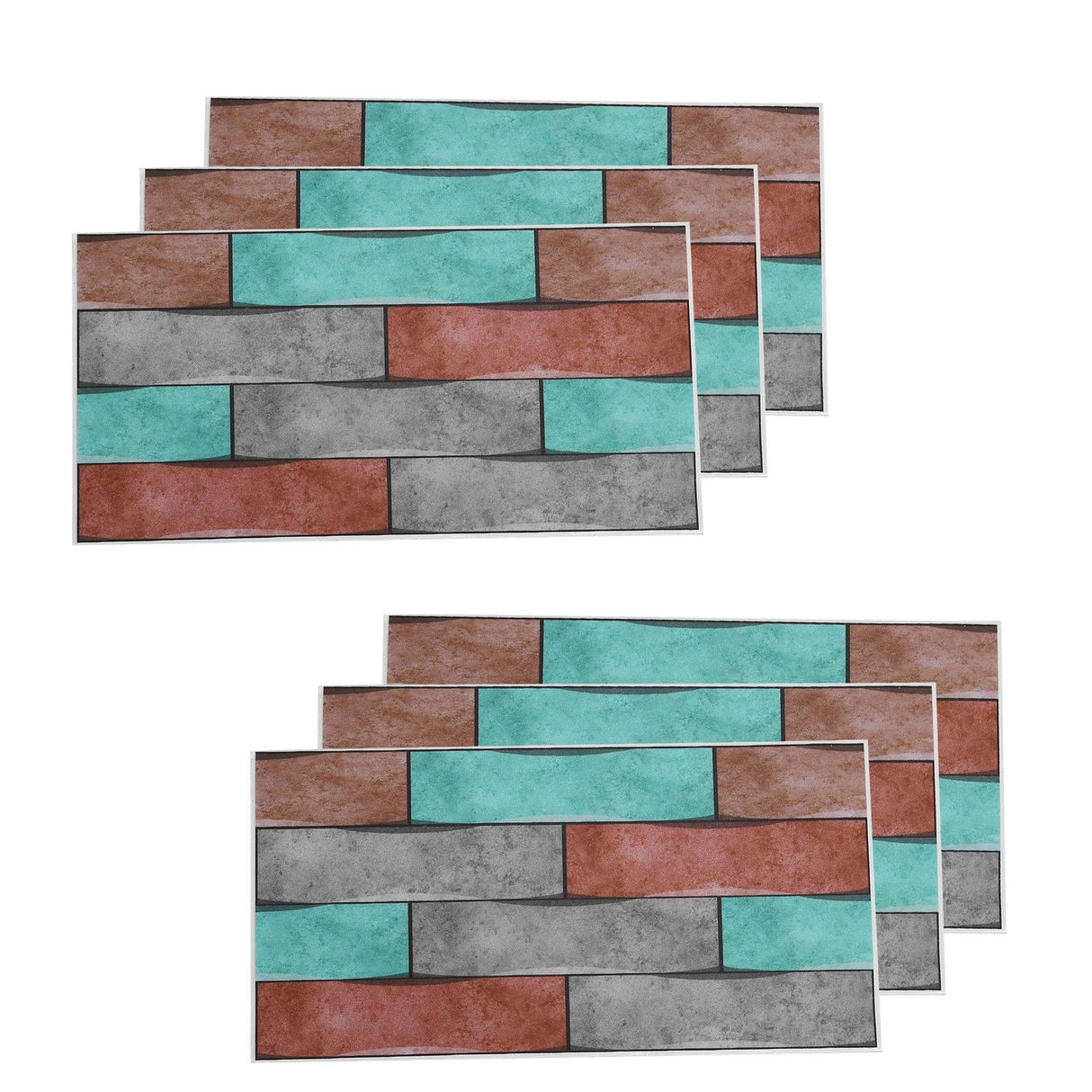 6Pcs Colorful Brick Pattern Wall Sticker Waterproof Self‑Adhesive Wallpaper Home Decoration