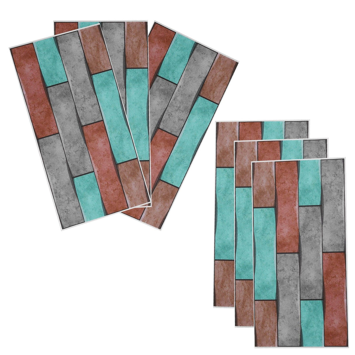 6Pcs Colorful Brick Pattern Wall Sticker Waterproof Self‑Adhesive Wallpaper Home Decoration