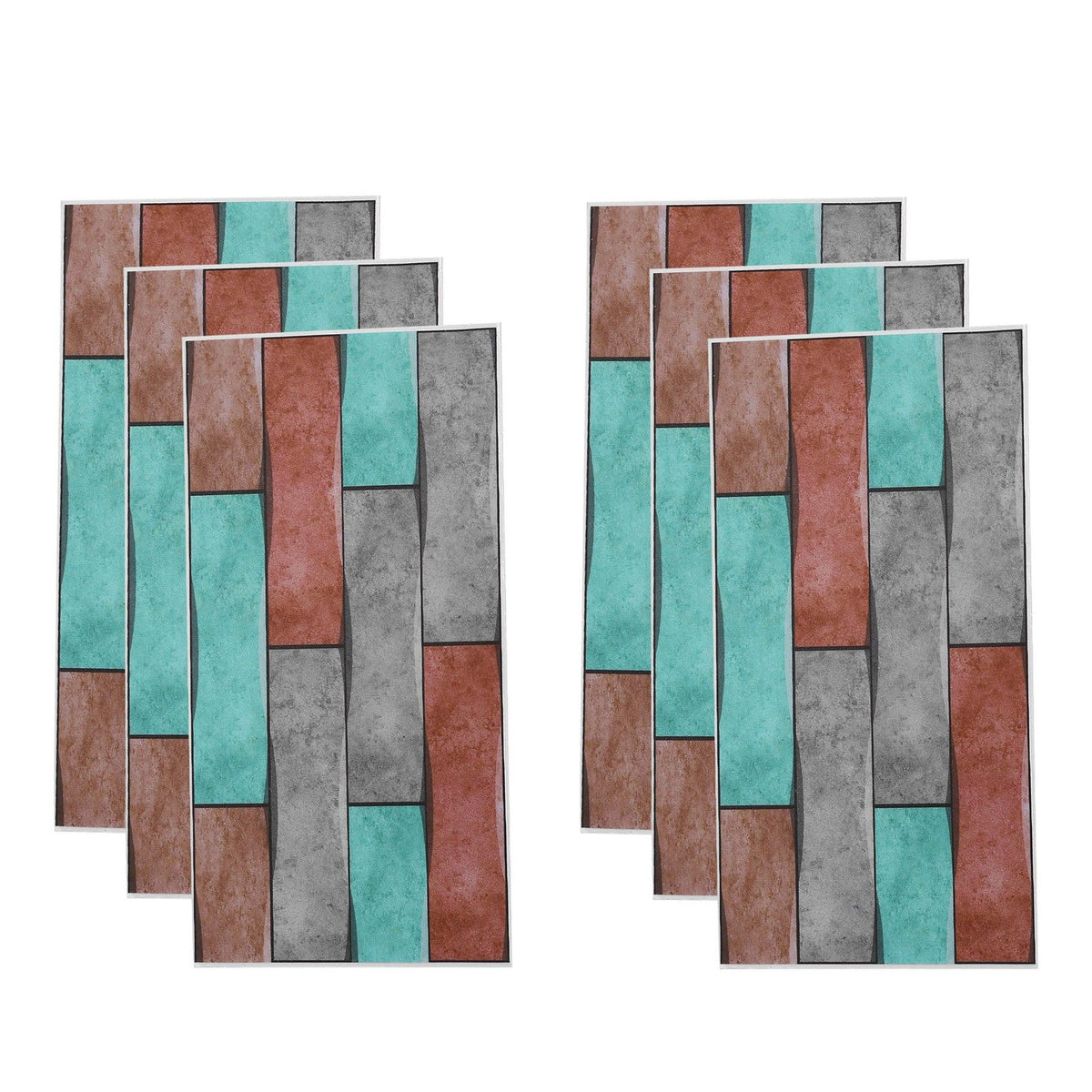 6Pcs Colorful Brick Pattern Wall Sticker Waterproof Self‑Adhesive Wallpaper Home Decoration