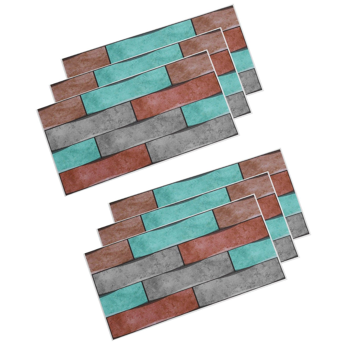 6Pcs Colorful Brick Pattern Wall Sticker Waterproof Self‑Adhesive Wallpaper Home Decoration