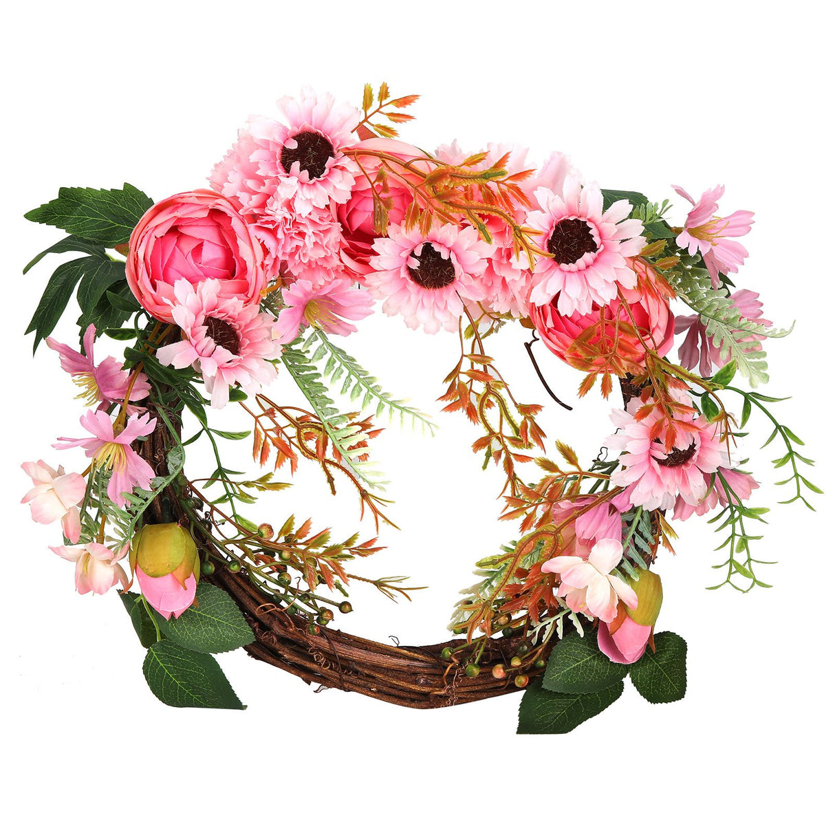Artificial Flower Wreath Simulation Peony Door Hanging Garland Festivals Party DecorationPink