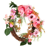 Artificial Flower Wreath Simulation Peony Door Hanging Garland Festivals Party DecorationPink - Side View