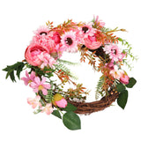 Artificial Flower Wreath Simulation Peony Door Hanging Garland Festivals Party DecorationPink - Extra Image