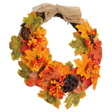 Artificial Fall Wreath Door Hanging Maple Leaf Wreath Garland Home Festival Decoration - Top-Down View