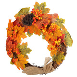 Artificial Fall Wreath Door Hanging Maple Leaf Wreath Garland Home Festival Decoration - Low Angle