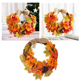Artificial Fall Wreath Door Hanging Maple Leaf Wreath Garland Home Festival Decoration - Extra Image