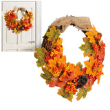 Artificial Fall Wreath Door Hanging Maple Leaf Wreath Garland Home Festival Decoration
