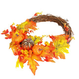 Artificial Leaf Pumpkin Wreath Door Window Fall Wreath for Halloween Christmas Decoration