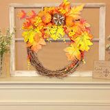 Artificial Leaf Pumpkin Wreath Door Window Fall Wreath for Halloween Christmas Decoration