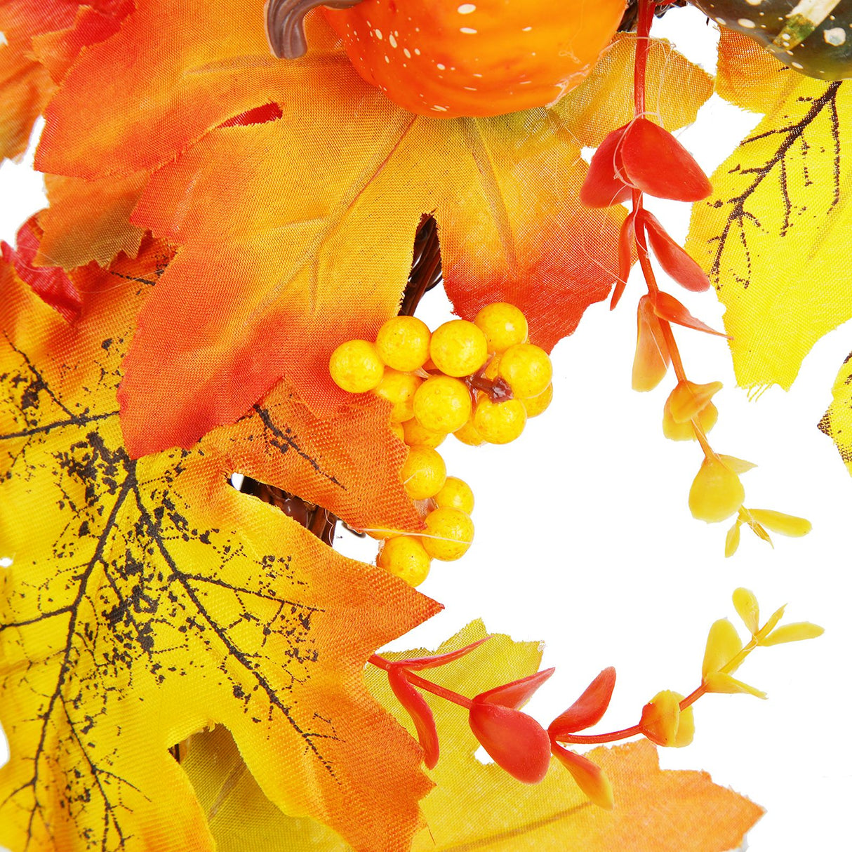 Artificial Leaf Pumpkin Wreath Door Window Fall Wreath for Halloween Christmas Decoration
