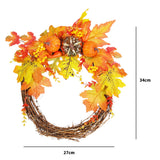 Artificial Leaf Pumpkin Wreath Door Window Fall Wreath for Halloween Christmas Decoration - Extra Image