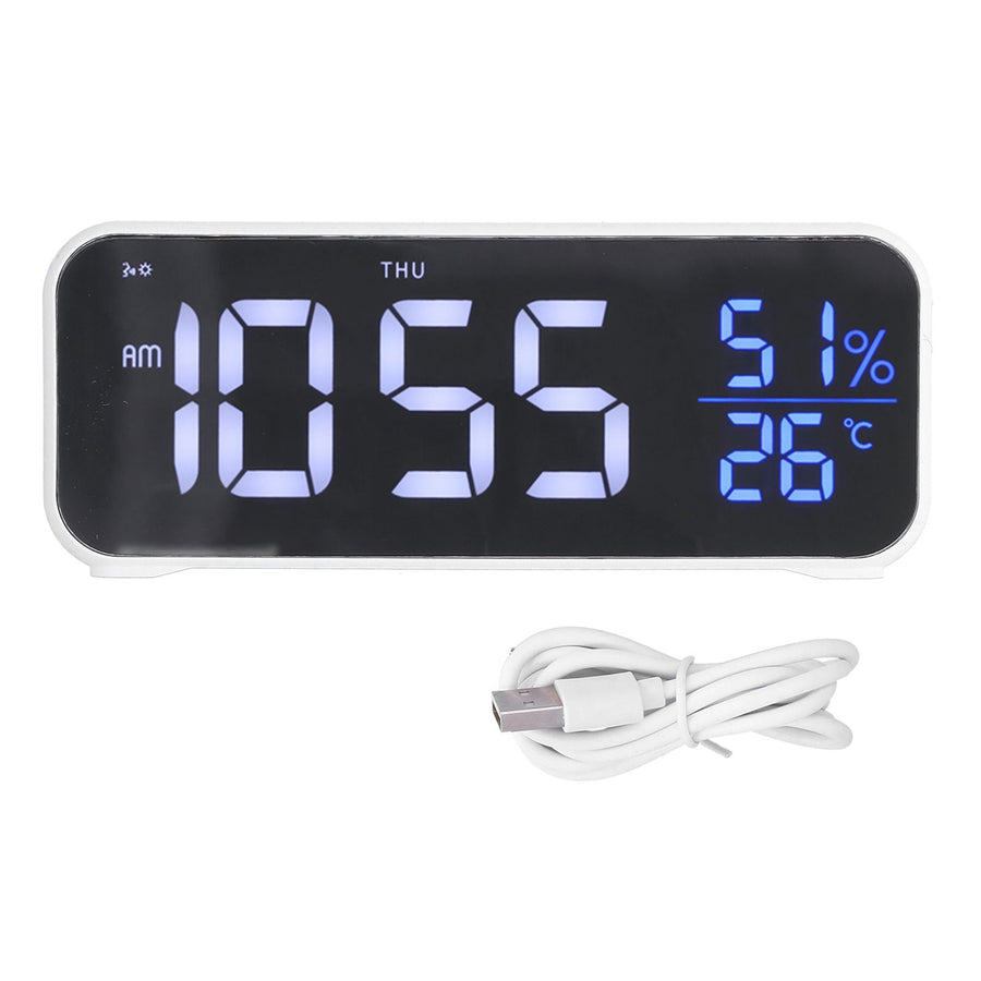 Digital Alarm Clock LED Digital Music Alarm Clock USB Charging Electronic Clock Temperature Display for Home