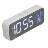 Digital Alarm Clock LED Digital Music Alarm Clock USB Charging Electronic Clock Temperature Display for Home - Front View