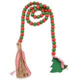 Wood Bead Garland Christmas Tree Tassel Wooden Bead Ornaments for Home Festival Decoration(Red Green )