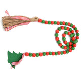 Wood Bead Garland Christmas Tree Tassel Wooden Bead Ornaments for Home Festival Decoration(Red Green )