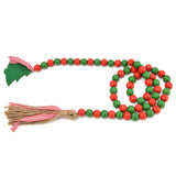 Wood Bead Garland Christmas Tree Tassel Wooden Bead Ornaments for Home Festival Decoration(Red Green ) - Low Angle