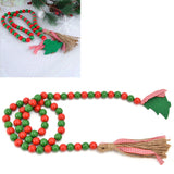 Wood Bead Garland Christmas Tree Tassel Wooden Bead Ornaments for Home Festival Decoration(Red Green ) - Extra Image