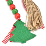 Wood Bead Garland Christmas Tree Tassel Wooden Bead Ornaments for Home Festival Decoration(Red Green )