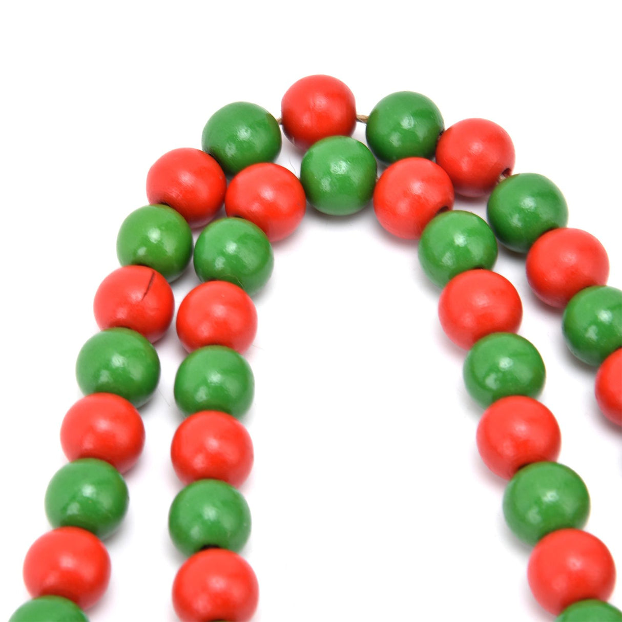 Wood Bead Garland Christmas Tree Tassel Wooden Bead Ornaments for Home Festival Decoration(Red Green )