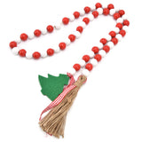Wood Bead Garland Christmas Tree Tassel Wooden Bead Ornaments for Home Festival Decoration(Red White ) - 45-Degree Angle
