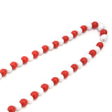 Wood Bead Garland Christmas Tree Tassel Wooden Bead Ornaments for Home Festival Decoration(Red White ) - Extra Image
