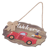 Wooden Welcome Sign with 12Pcs Interchangeable Seasonal Icons Wall Hanging Plaque for Front Door - 45-Degree Angle
