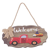 Wooden Welcome Sign with 12Pcs Interchangeable Seasonal Icons Wall Hanging Plaque for Front Door - Rear View