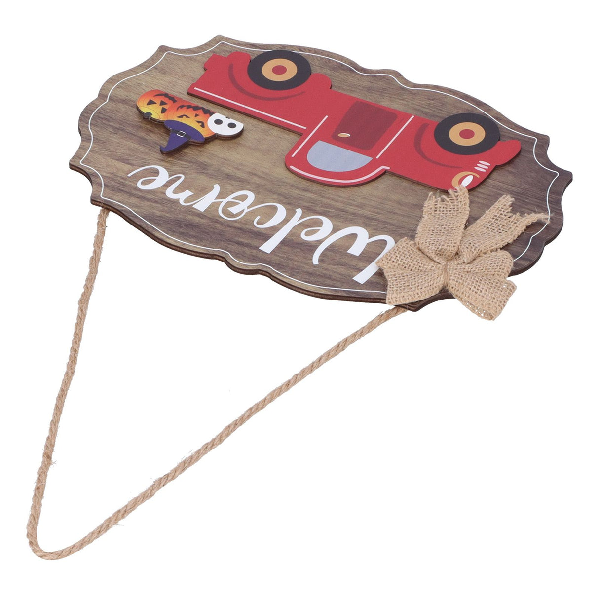 Wooden Welcome Sign with 12Pcs Interchangeable Seasonal Icons Wall Hanging Plaque for Front Door