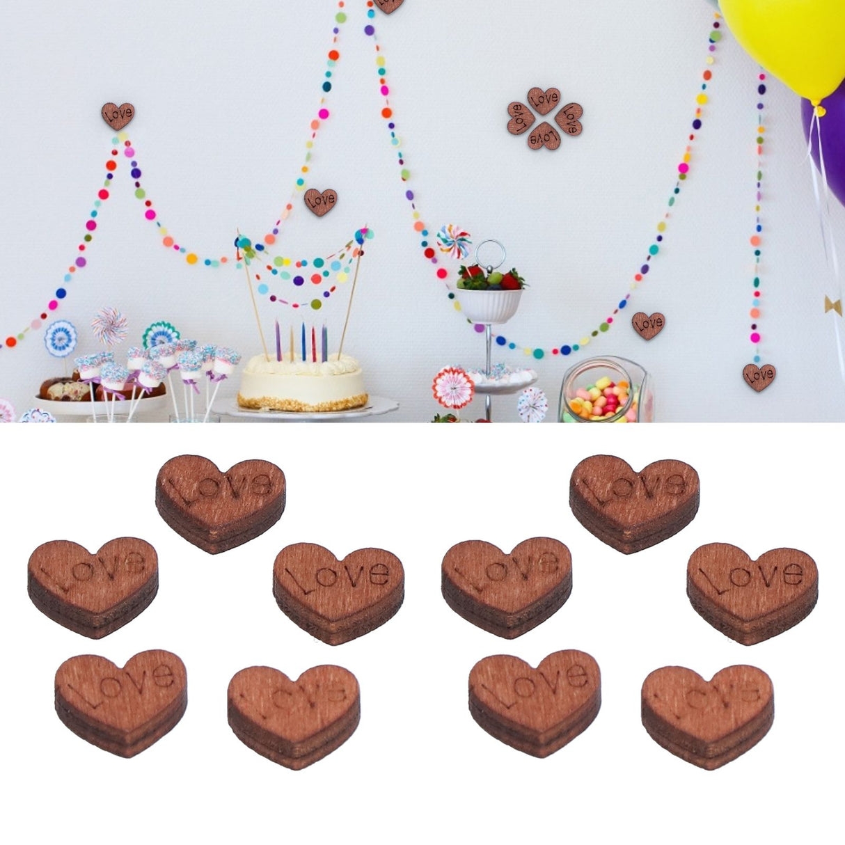 100Pcs/Bag Wooden Heart Decoration Innovative Hand Made DIY Handcraft for Home Weddings