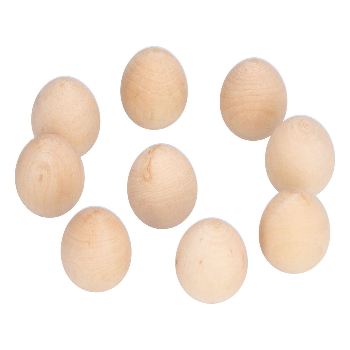 10Pcs Wooden Easter Egg Dyeable DIY Hand Painted Lightweight Craft Eggs for Party Festival