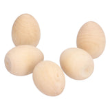 10Pcs Wooden Easter Egg Dyeable DIY Hand Painted Lightweight Craft Eggs for Party Festival - Close-Up Angle
