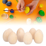 10Pcs Wooden Easter Egg Dyeable DIY Hand Painted Lightweight Craft Eggs for Party Festival