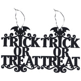2Set Non Woven Fabric Halloween Hanging Sign Trick Or Treat Hanger for Front Door Party - Close-Up Angle