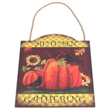 Pumpkin Turkey Pattern Wooden Hanging Board Sign with LED Light for Indoor Outdoor Thanksgiving