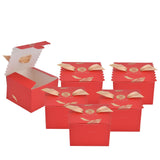 50Pcs Square Wedding Candy Box with Golden Ribbon Innovative Paperboard Box for Party AnniversaryL Red Gold Feather - Side View