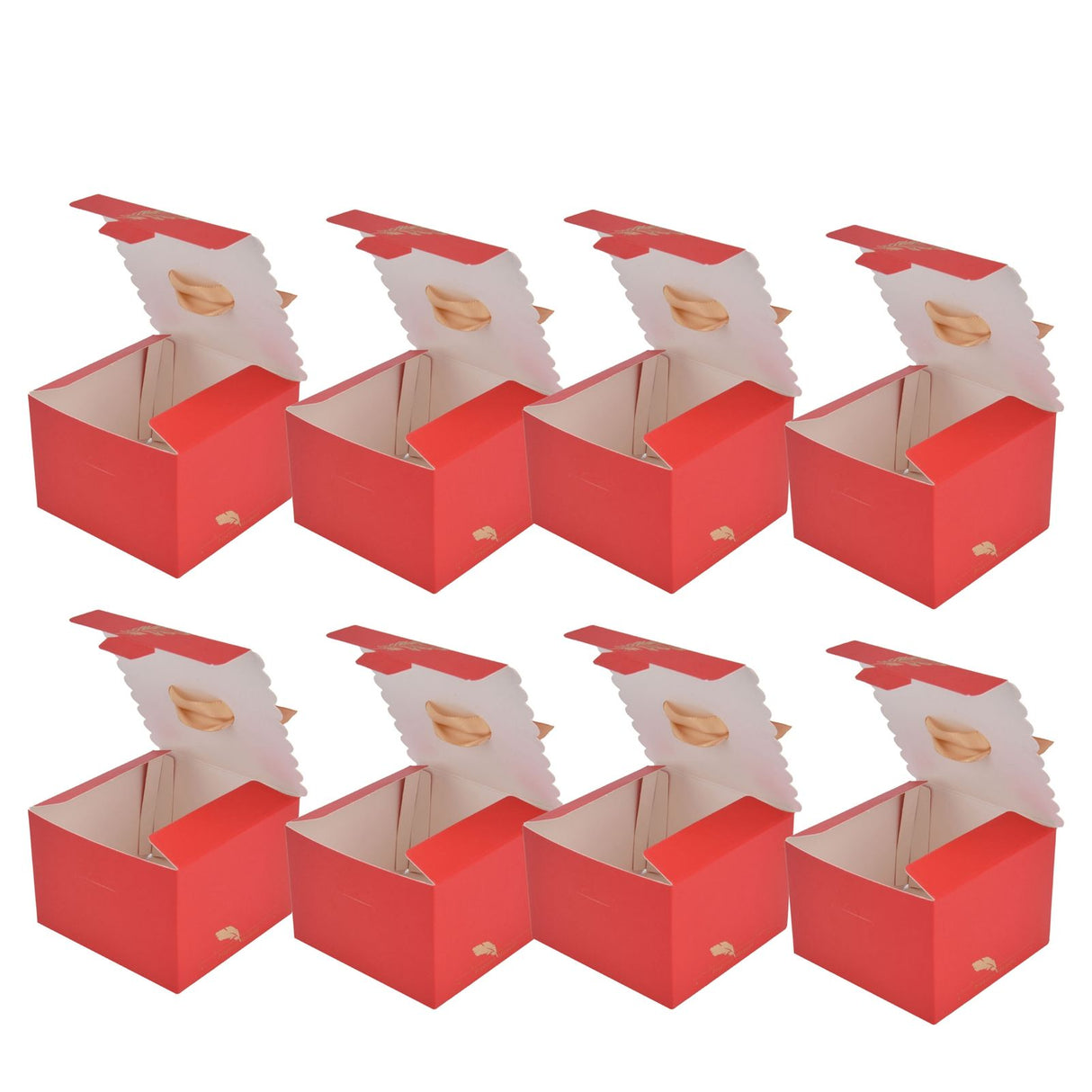 50Pcs Square Wedding Candy Box with Golden Ribbon Innovative Paperboard Box for Party AnniversaryL Red Gold Feather