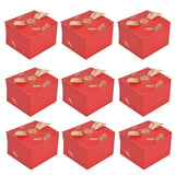 50Pcs Square Wedding Candy Box with Golden Ribbon Innovative Paperboard Box for Party AnniversaryL Red Gold Feather