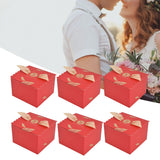 50Pcs Square Wedding Candy Box with Golden Ribbon Innovative Paperboard Box for Party AnniversaryL Red Gold Feather - Extra Image