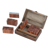 Wooden Rubber Stamp DIY Alphabet Number Symbols Stamp Set with Storage Box for Children - Rear View