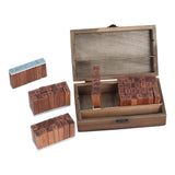 Wooden Rubber Stamp DIY Alphabet Number Symbols Stamp Set with Storage Box for Children