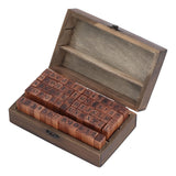 Wooden Rubber Stamp DIY Alphabet Number Symbols Stamp Set with Storage Box for Children
