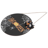 Halloween Spider Web Pattern Wooden Welcome Sign Decorative Hanging Board for Indoor OutdoorWith Bow
