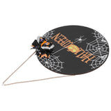 Halloween Spider Web Pattern Wooden Welcome Sign Decorative Hanging Board for Indoor OutdoorWith Bow - Rear View